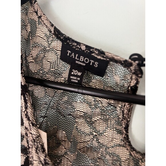 Talbots Top 20W Woman's 2 Pc Black Gold Embroidered Lace Blouse - Picture 2 of 7